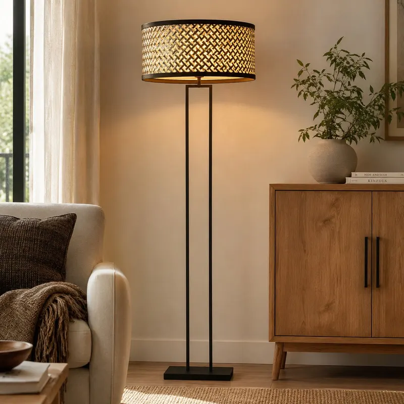 Steinhauer Stang Stehlampe aus Bambus und Metall, Schwarz in Schwarz, Ansicht 13