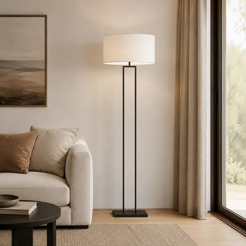 Steinhauer Stang Stehlampe aus Leinen und Metall, Schwarz in Schwarz, Ansicht 13