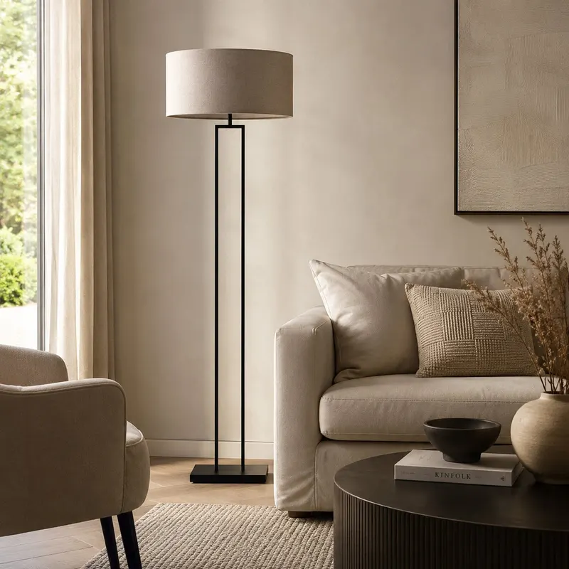 Steinhauer Stang Stehlampe aus Metall und Leinen in Grau, Ansicht 13