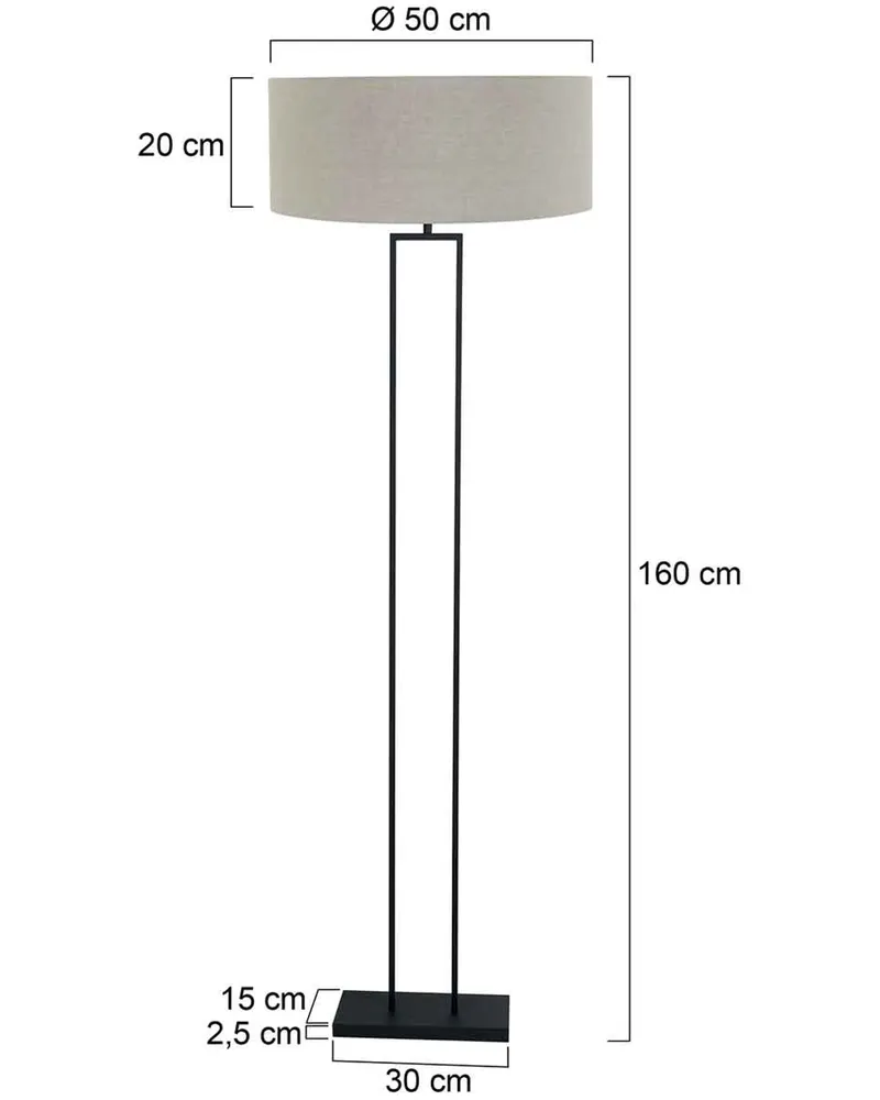 Steinhauer Stang Stehlampe aus Metall und Leinen in Grau, Ansicht 2