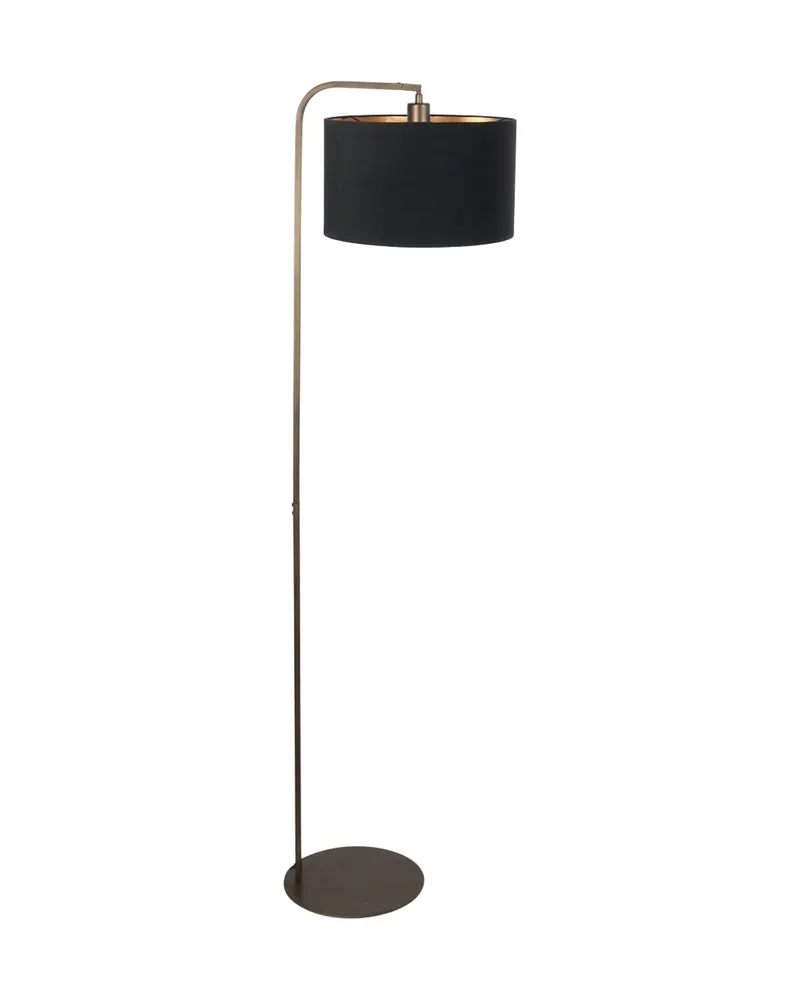 Stang Stehlampe aus Metall und Leinen in Bronze
