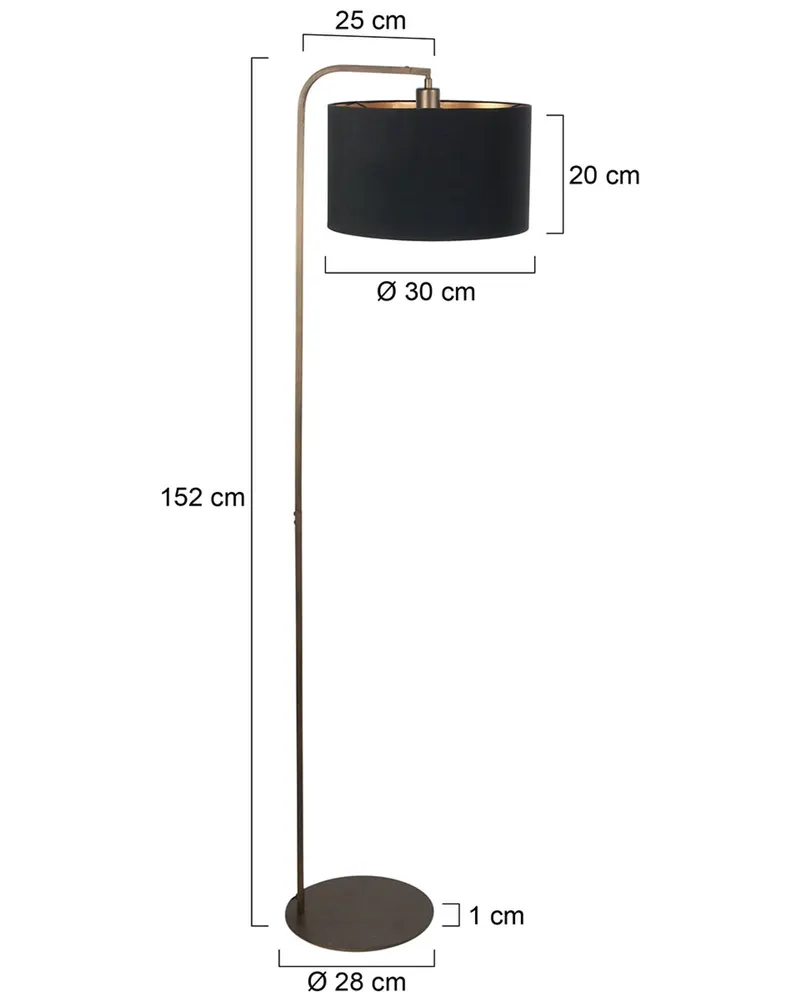 Steinhauer Stang Stehlampe aus Metall und Leinen in Bronze in Bronze, Ansicht 3