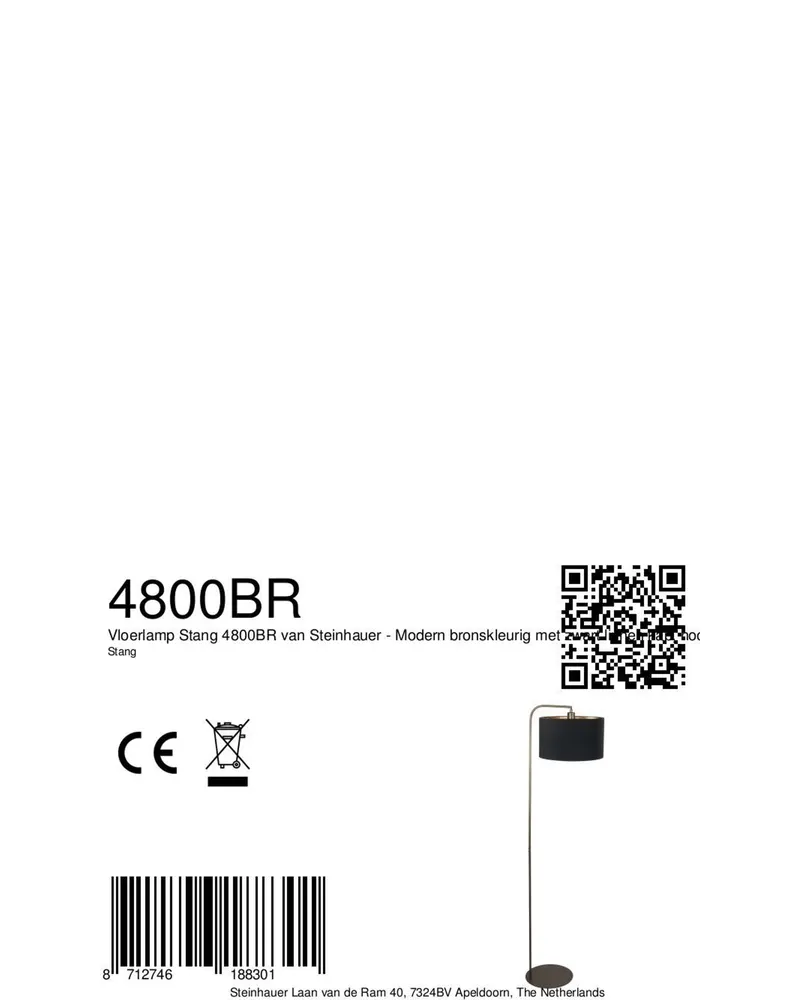 Steinhauer Stang Stehlampe aus Metall und Leinen in Bronze in Bronze, Ansicht 8