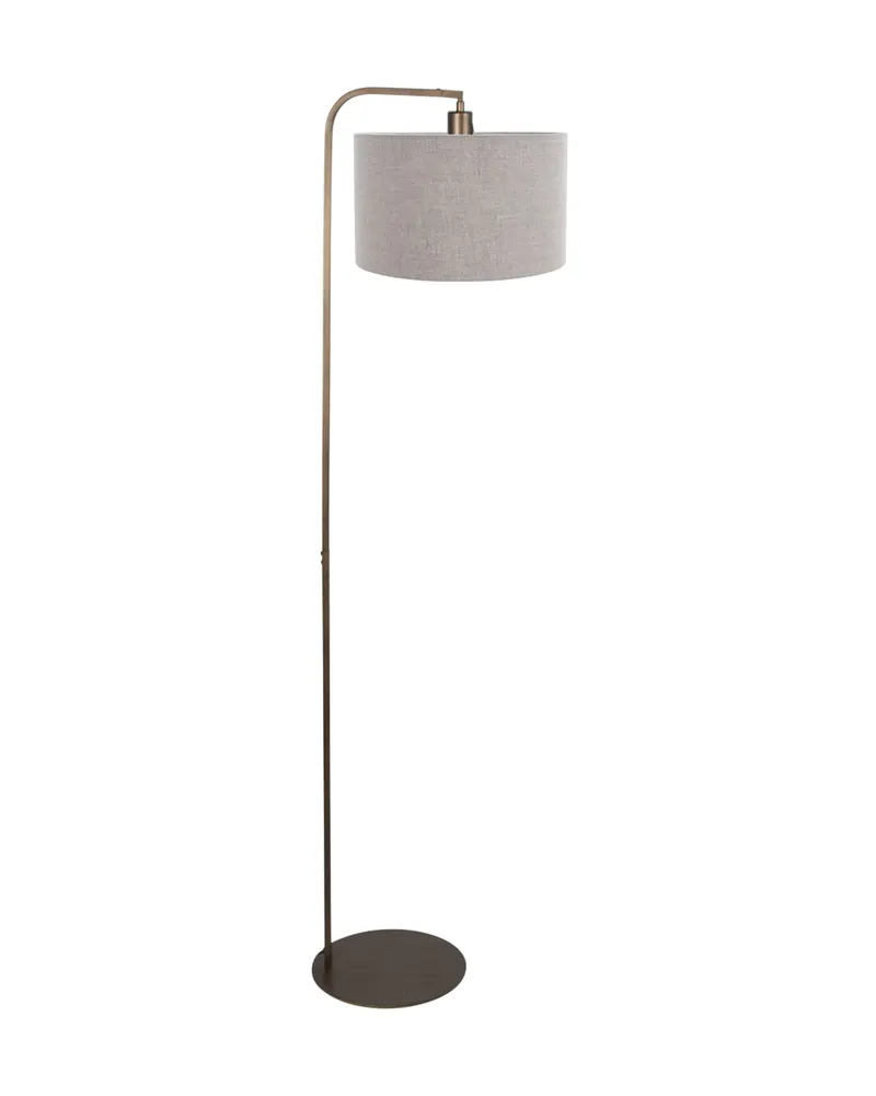 Stang Stehlampe aus Metall und Leinen in Bronze