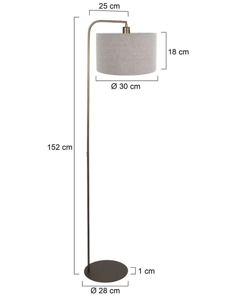 Steinhauer Stang Stehlampe aus Metall und Leinen in Bronze in Bronze, Ansicht 2