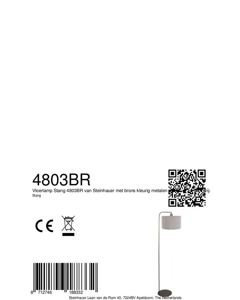 Steinhauer Stang Stehlampe aus Metall und Leinen in Bronze in Bronze, Ansicht 8