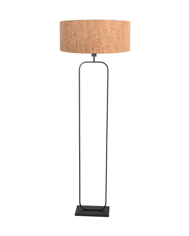 Stang Stehlampe aus Kork und Metall, Beige, Schwarz