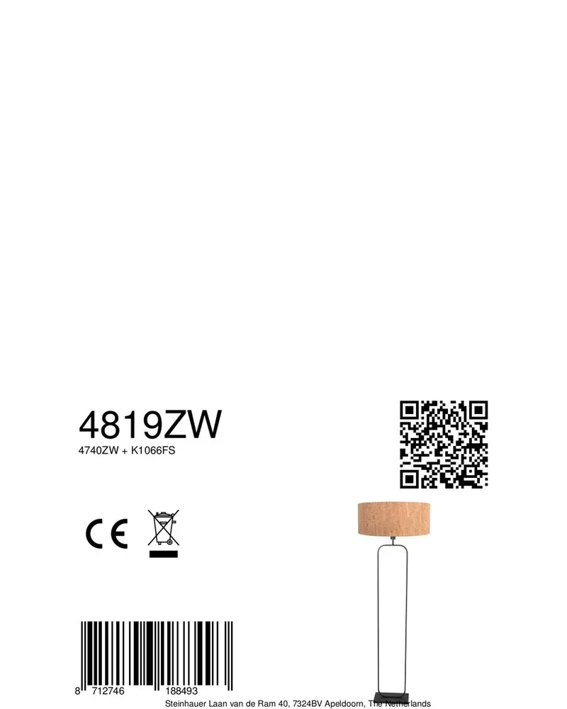 Steinhauer Stang Stehlampe aus Kork und Metall in Beige, Schwarz, Ansicht 9