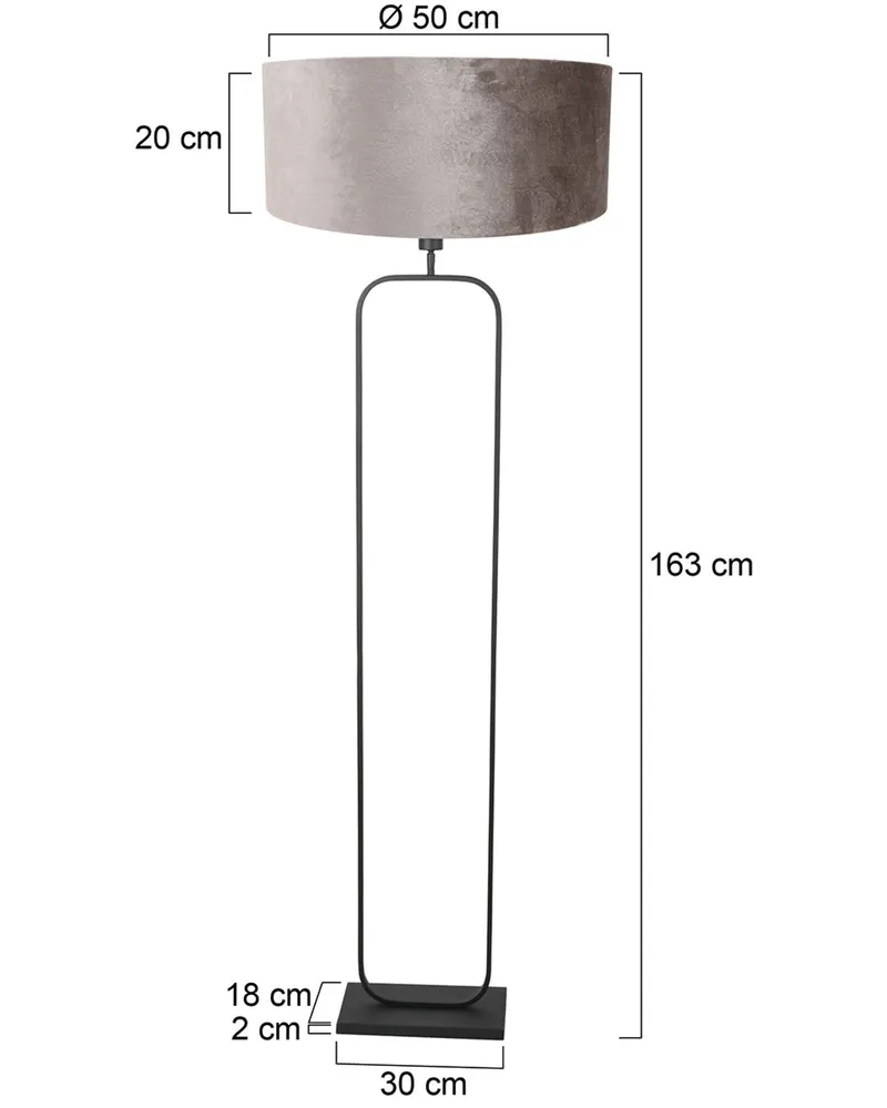 Steinhauer Stang Stehlampe aus Metall und Velours in Grau, Ansicht 3