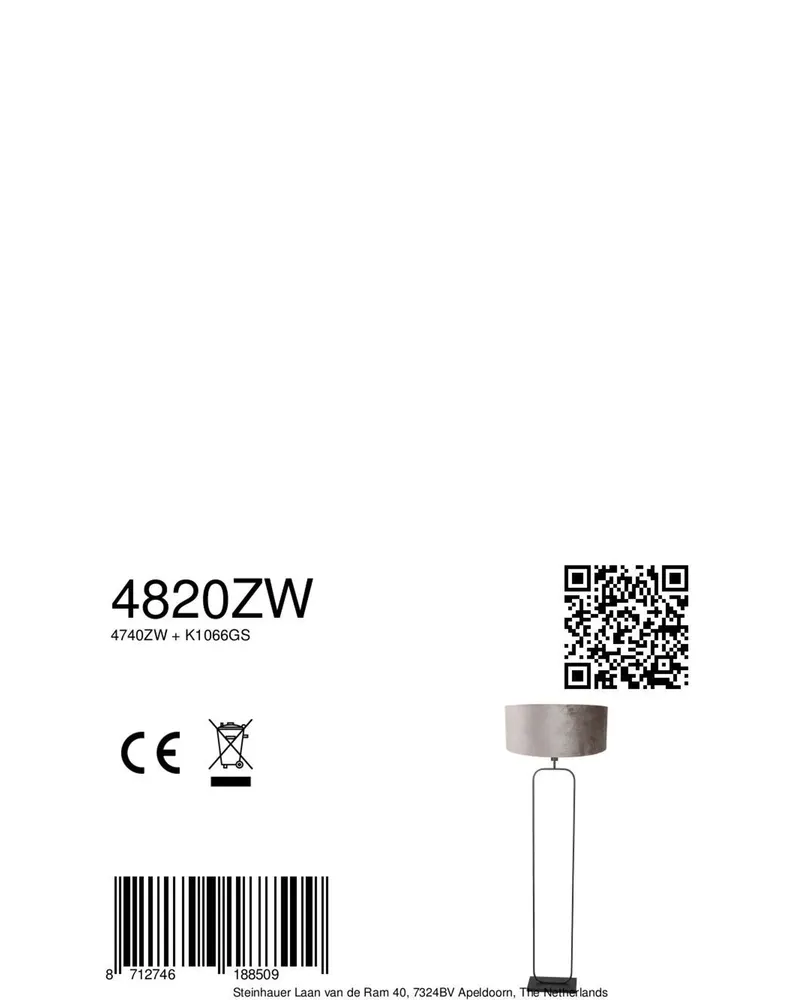 Steinhauer Stang Stehlampe aus Metall und Velours in Grau, Ansicht 9
