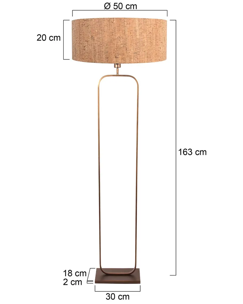 Stang Stehlampe aus Metall und Kork, Bronze in Bronze, Ansicht 2