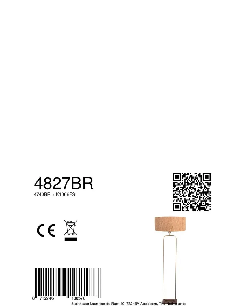 Stang Stehlampe aus Metall und Kork, Bronze in Bronze, Ansicht 9