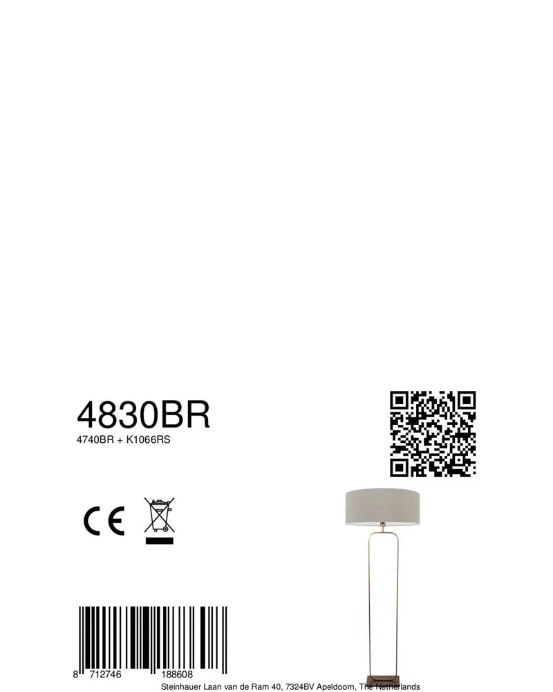 Stang Stehlampe aus Metall und Leinen, Bronze in Bronze, Ansicht 10