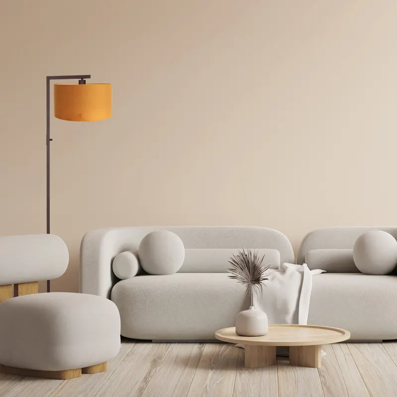 Steinhauer Stang Stehlampe aus Metall und Veloursstoff, Kakao in Kakao, Ansicht 2