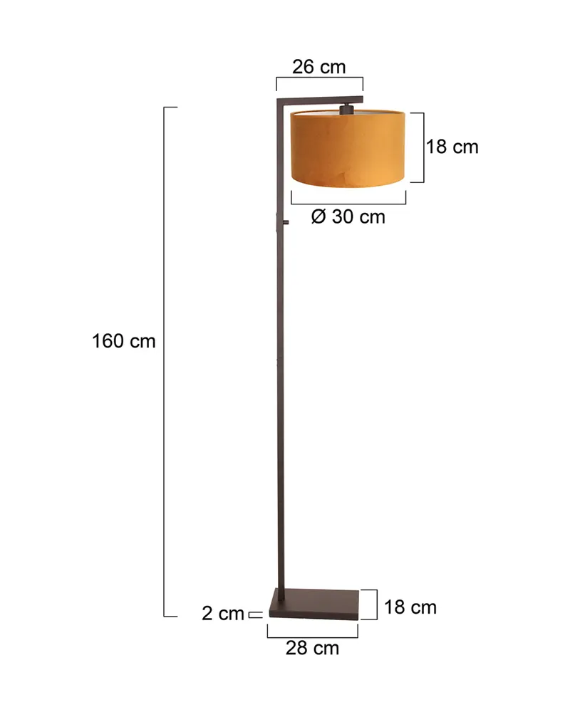 Steinhauer Stang Stehlampe aus Metall und Veloursstoff, Kakao in Kakao, Ansicht 3