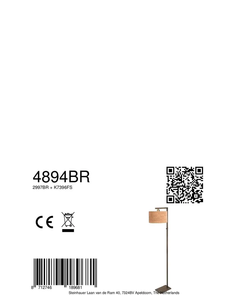Stang Stehlampe aus Kork und Metall, Bronze in Bronze, Ansicht 10