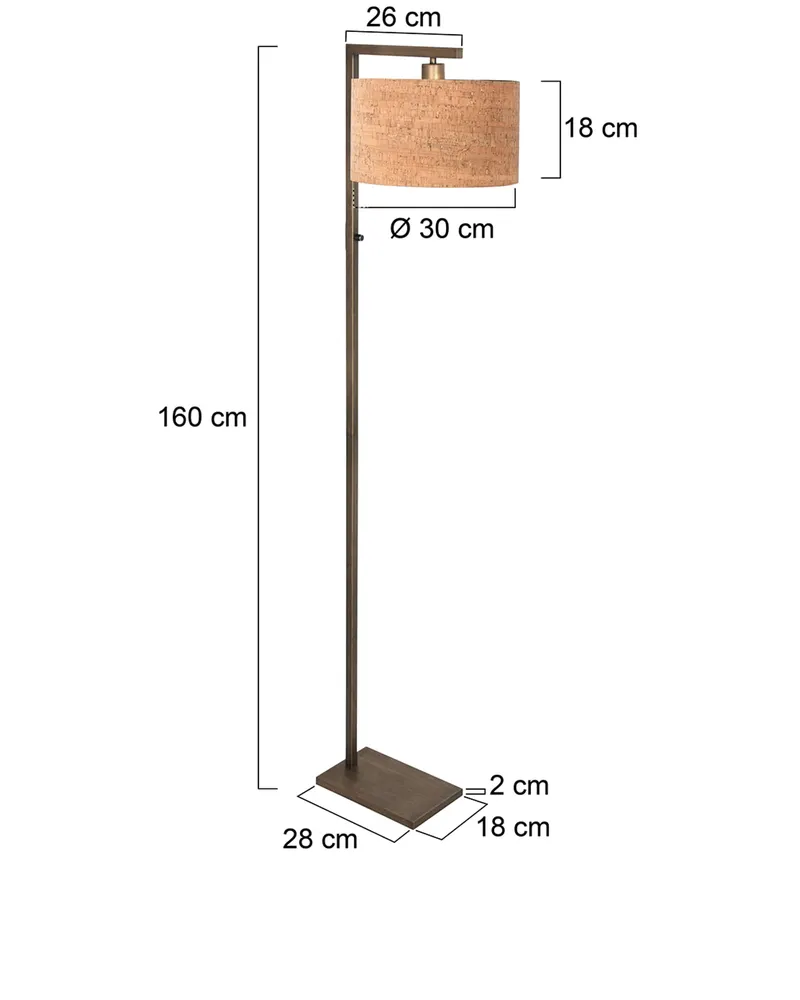 Stang Stehlampe aus Kork und Metall, Bronze in Bronze, Ansicht 9