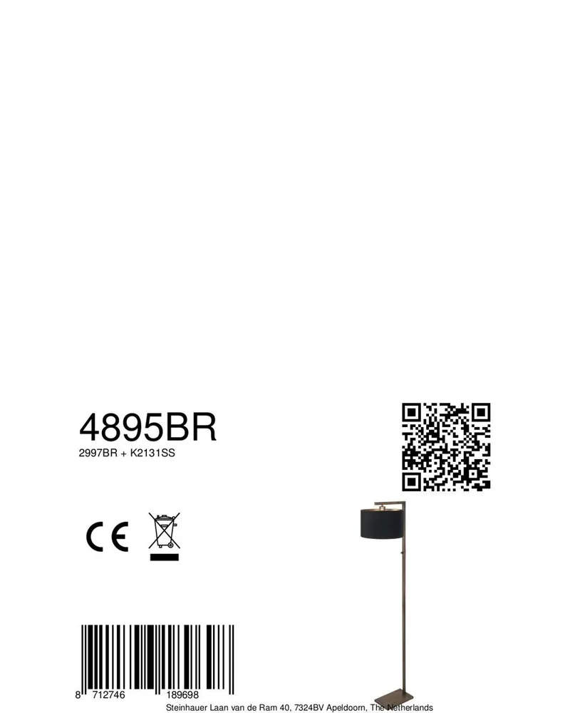 Stang Stehlampe aus Leinen und Metall, Bronze in Bronze, Ansicht 10