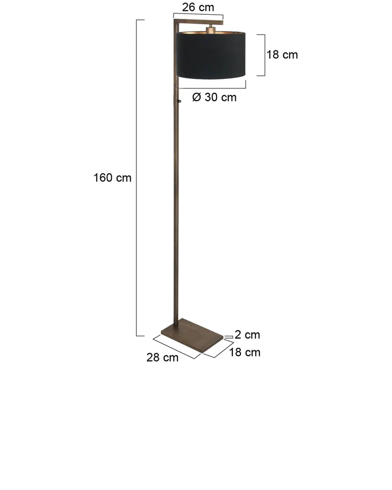 Stang Stehlampe aus Leinen und Metall, Bronze in Bronze, Ansicht 2