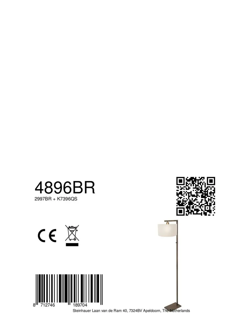 Stang Stehlampe aus Leinen und Metall, Bronze in Bronze, Ansicht 10