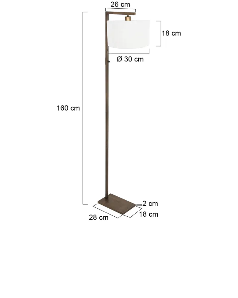 Stang Stehlampe aus Leinen und Metall, Bronze in Bronze, Ansicht 2