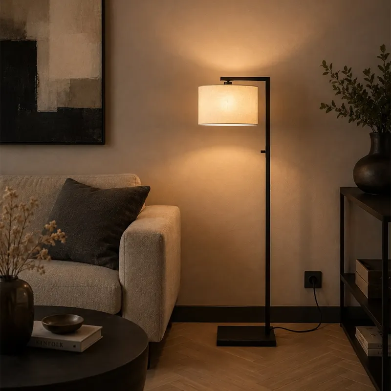 Steinhauer Stang Stehlampe in Schwarz und Leinenweiß in Schwarz, Ansicht 17