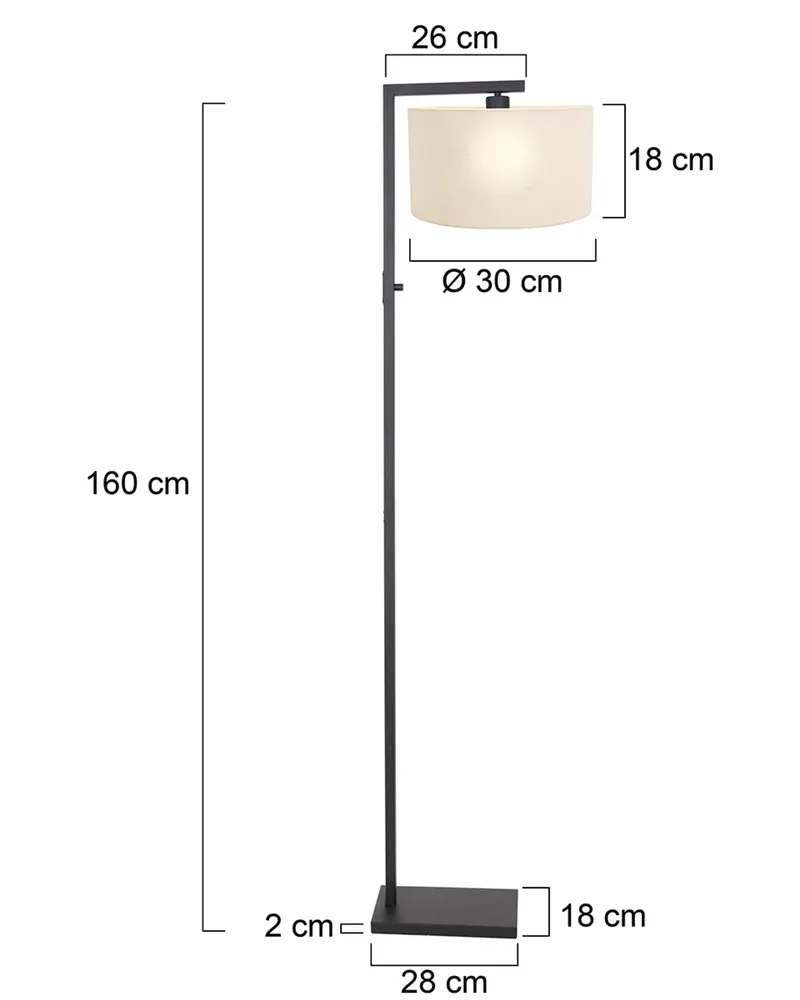 Steinhauer Stang Stehlampe in Schwarz und Leinenweiß in Schwarz, Ansicht 2