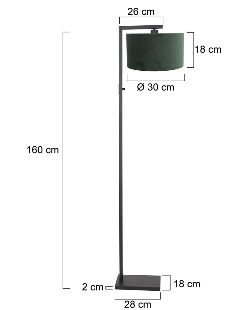 Steinhauer Stang Stehlampe aus Metall und Textil in Grün, Ansicht 3