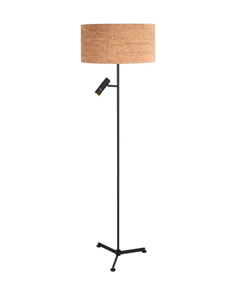 Stang Stehlampe mit Lesearm aus Kork und Metall in Beige, Schwarz, Ansicht 3