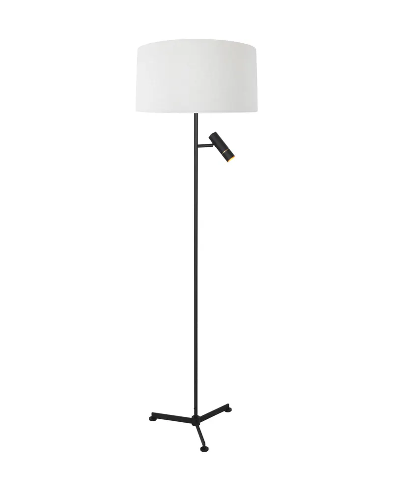 Stang Stehlampe mit Lesearm aus Leinen und Metall, Schwarz