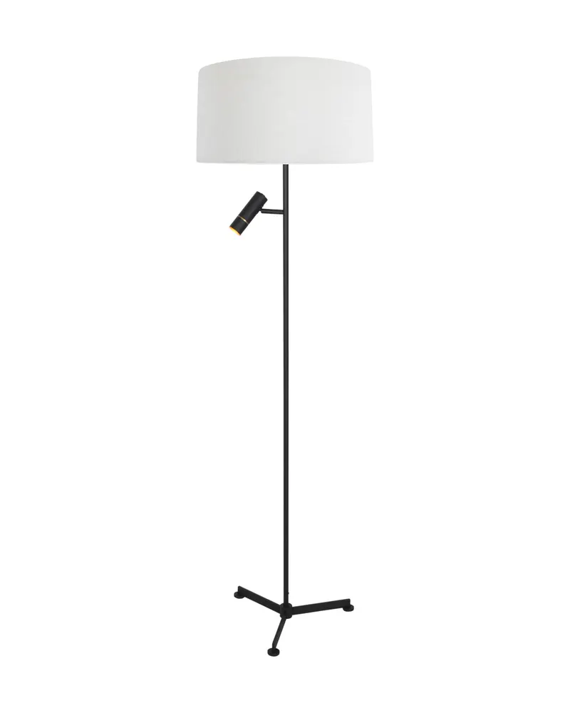 Stang Stehlampe mit Lesearm aus Leinen und Metall in Schwarz, Ansicht 2
