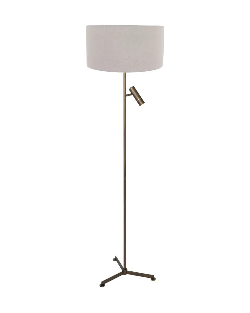 Stang Stehlampe mit Lesearm aus Metall und Leinen in Bronze, Ansicht 1