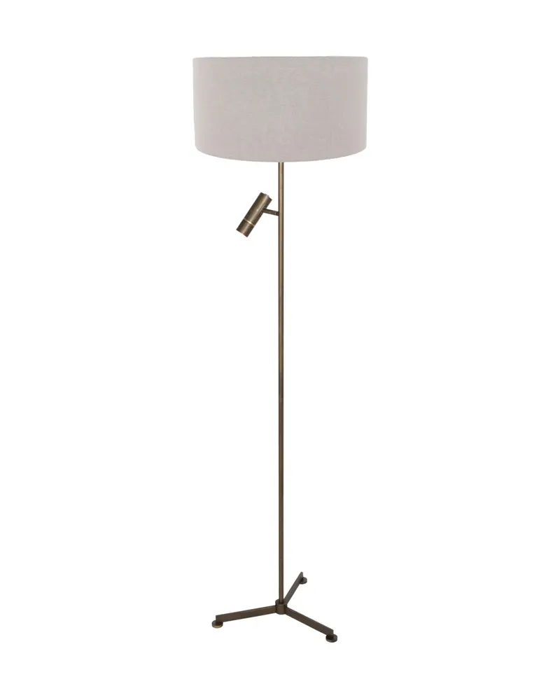 Stang Stehlampe mit Lesearm aus Metall und Leinen in Bronze, Ansicht 3