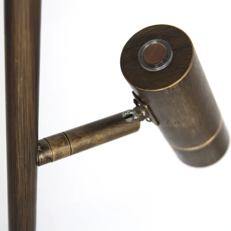 Stang Stehlampe mit Lesearm aus Metall und Leinen in Bronze, Ansicht 6