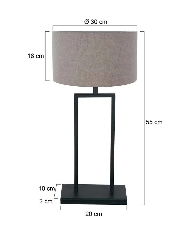Stang Tischlampe aus Leinen und Metall in Grau, Ansicht 3