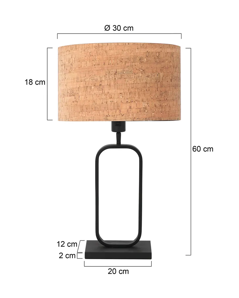 Steinhauer Stang Tischlampe aus Kork und Metall, 47 cm in Beige, Schwarz, Ansicht 2