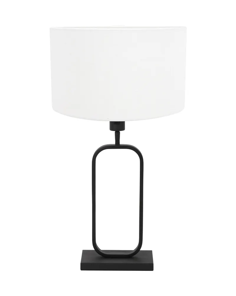 Stang Tischlampe aus Leinen und Metall, Schwarz