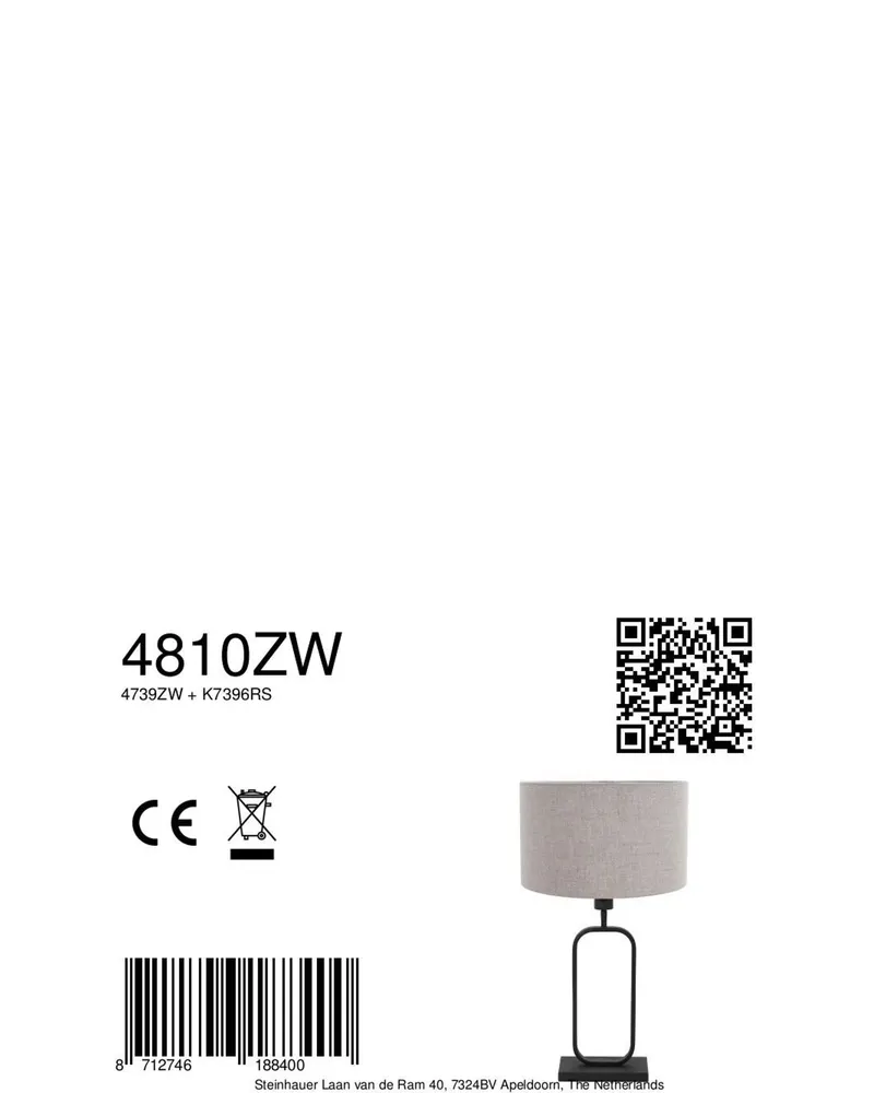 Steinhauer Stang Tischlampe aus Leinen und Metall, Grau in Grau, Ansicht 9