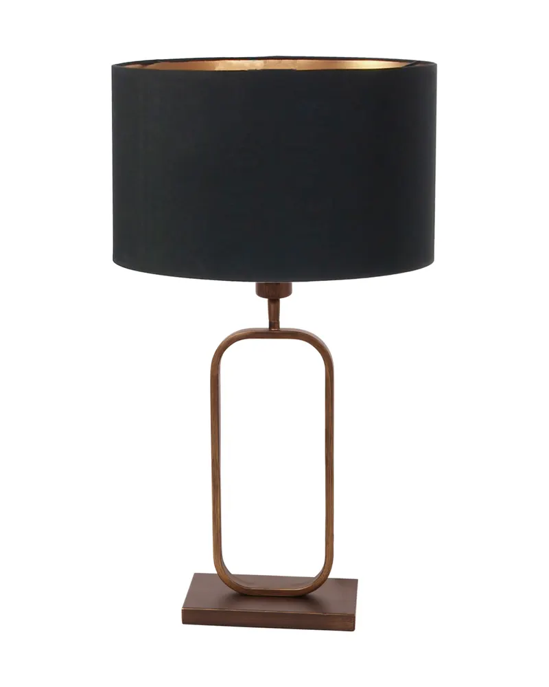 Stang Tischlampe aus Leinen und Metall, Bronze