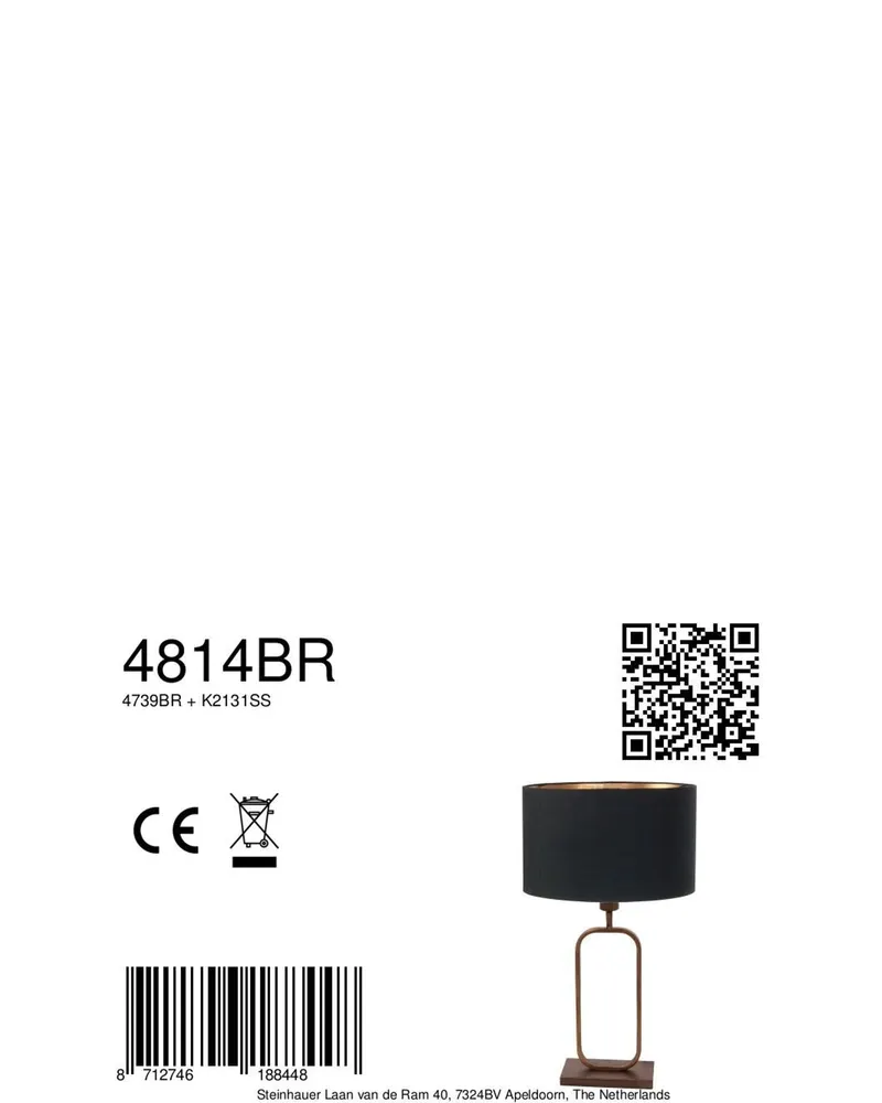 Steinhauer Stang Tischlampe aus Leinen und Metall, Bronze in Bronze, Ansicht 8