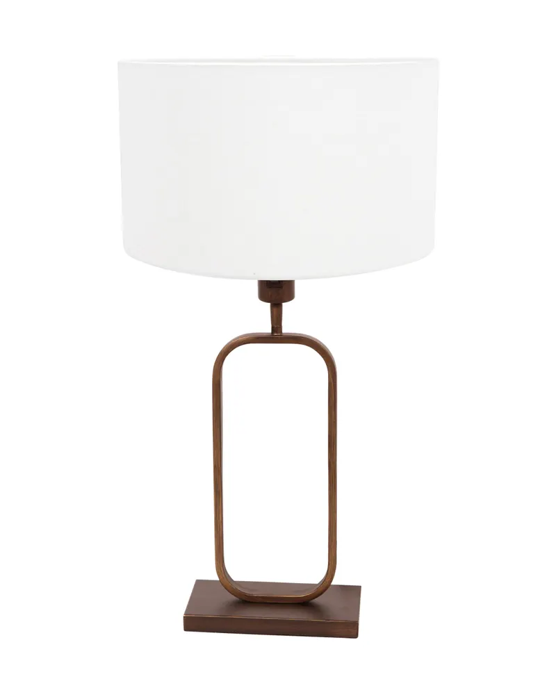 Stang Tischlampe aus Leinen und Metall, Bronze