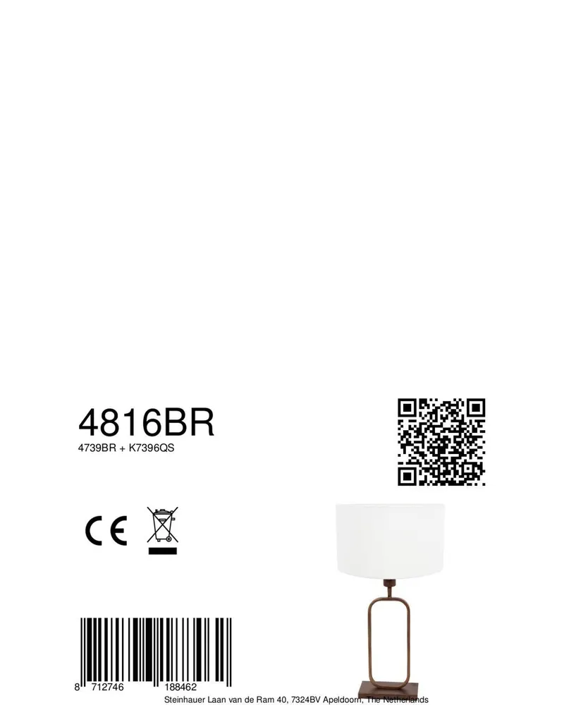 Stang Tischlampe aus Leinen und Metall, Bronze in Bronze, Ansicht 9