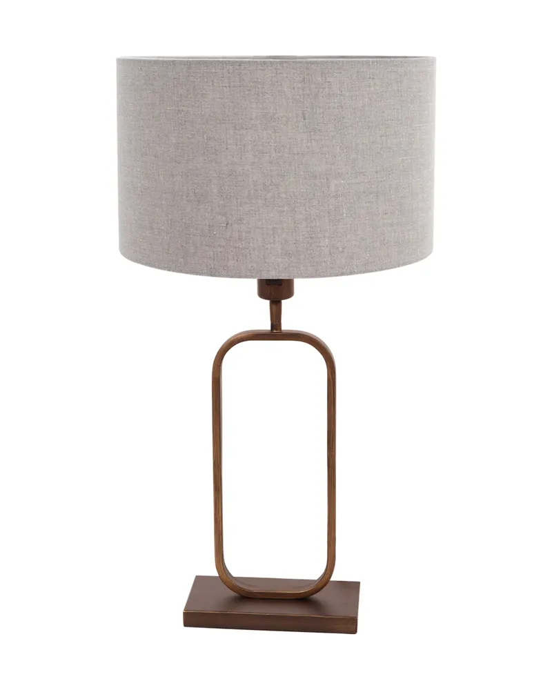 Stang Tischlampe aus Leinen und Metall, Bronze