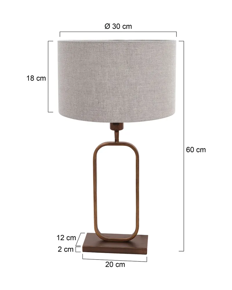 Stang Tischlampe aus Leinen und Metall, Bronze in Bronze, Ansicht 2
