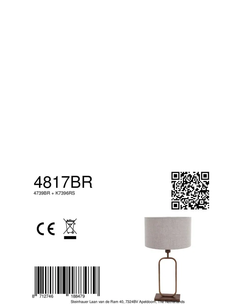 Stang Tischlampe aus Leinen und Metall, Bronze in Bronze, Ansicht 9