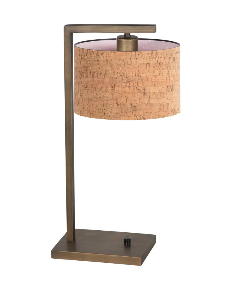 Stang Tischlampe aus Metall und Kork, Beige, Bronze