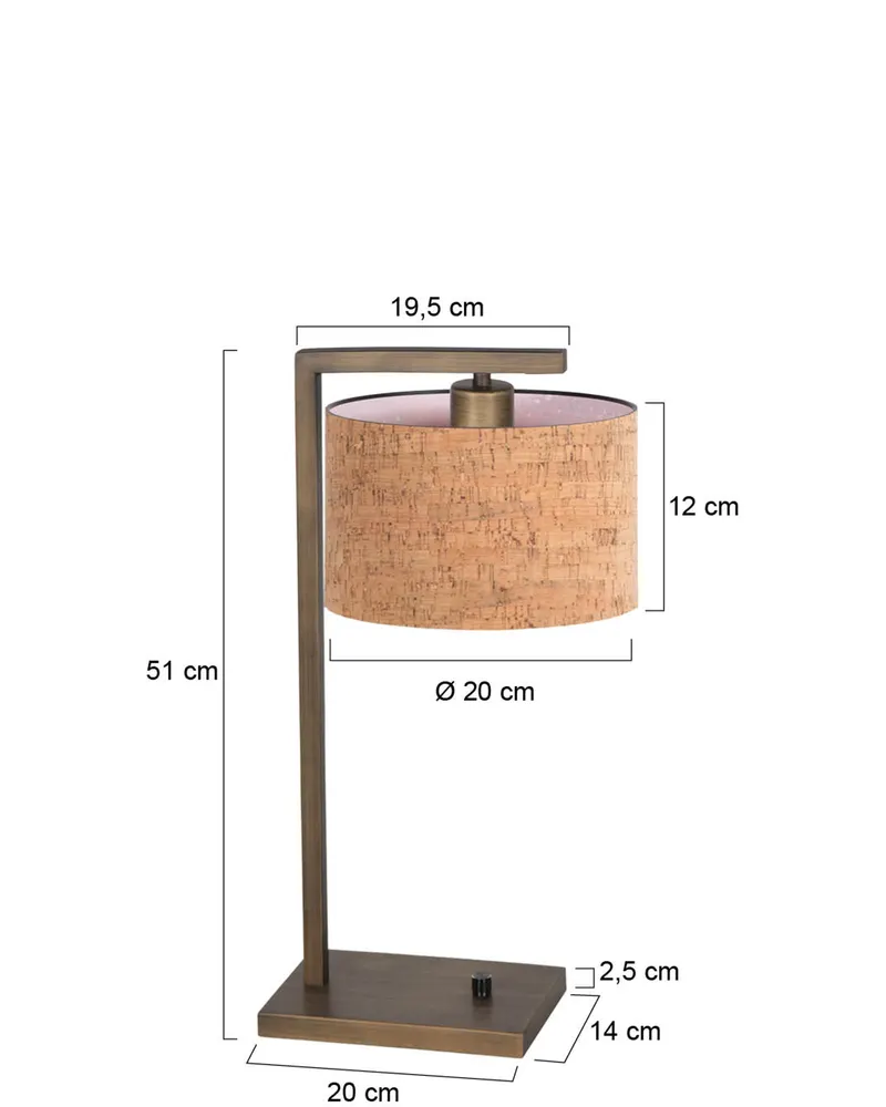 Stang Tischlampe aus Metall und Kork in Beige, Bronze, Ansicht 9