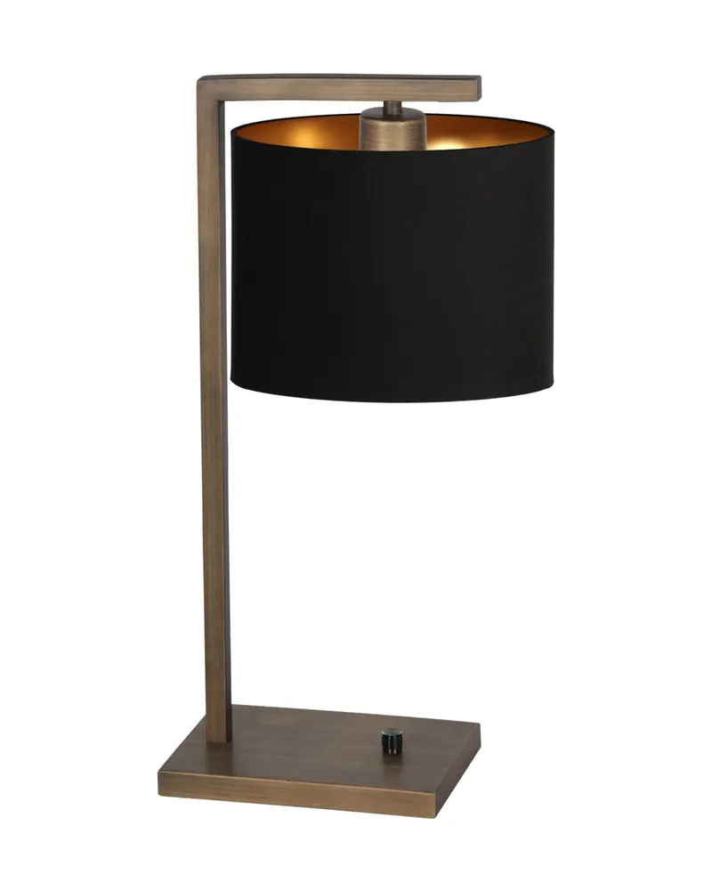 Stang Tischlampe aus Metall und Leinen in Bronze, Gold, Schwarz, Ansicht 1