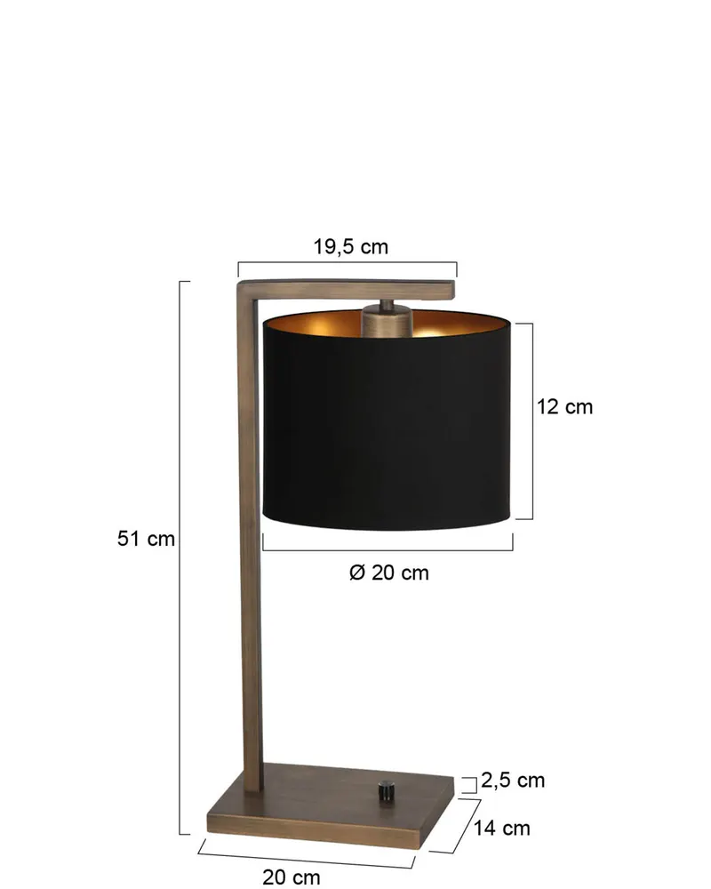 Stang Tischlampe aus Metall und Leinen in Bronze, Gold, Schwarz, Ansicht 9