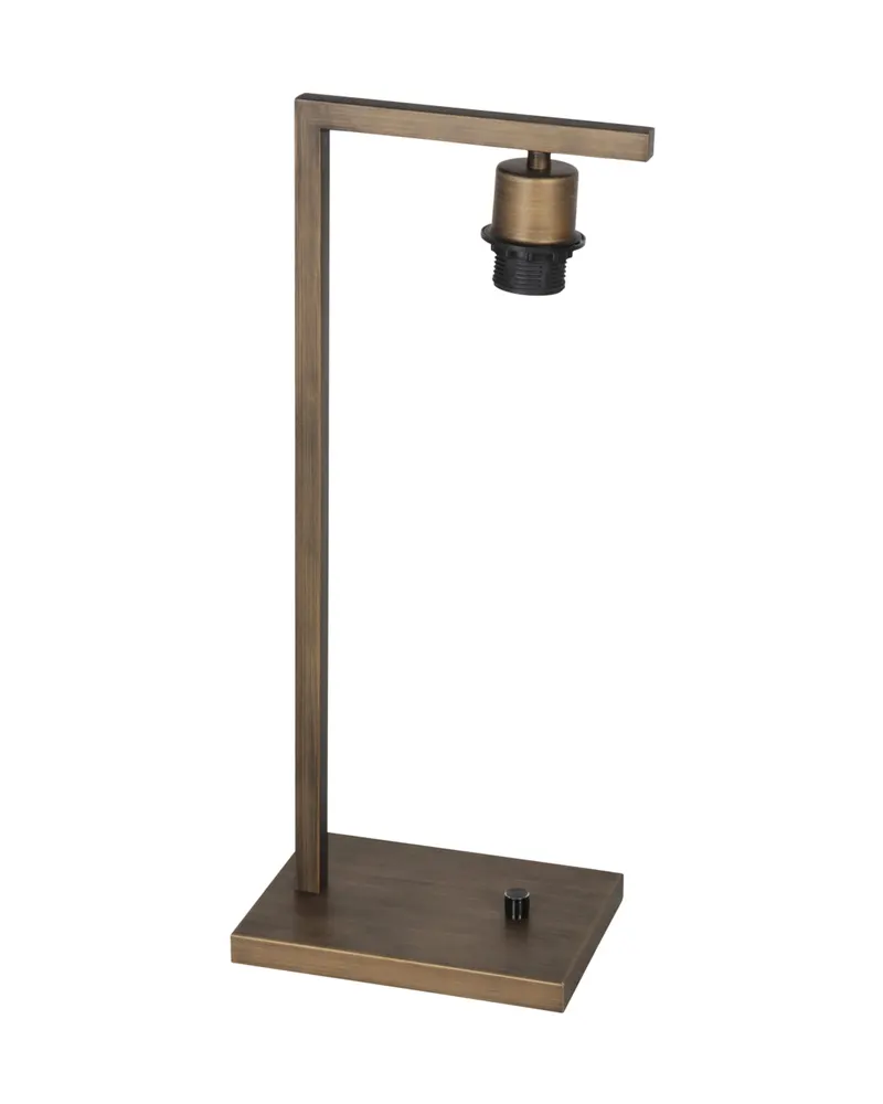 Stang Tischlampe aus Metall und Leinen in Bronze, Leinenweiß, Ansicht 5